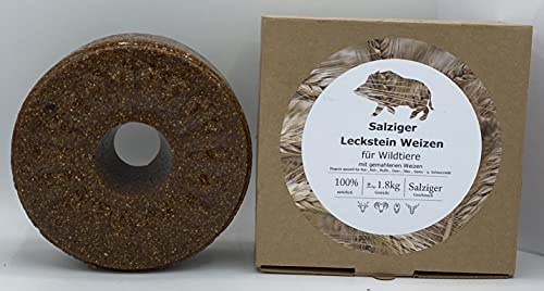 Wildlutscher Leckstein salziger Weizen | Extra Harter Wild- Leckstein | Wildbindendes Lockmittel| für Schwarzwild, Rotwild, Muffelwild, Rehwild |Wochenlange Nutzungsdauer | 1,8 kg (14,95 €/kg)