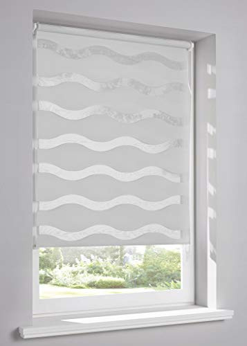 Tropik Home Wave 3D Light Grey Dual Zebra Window Roller Blinds, 16 Width Sizes, 150cm Drop, 124cm Wide (48.8)