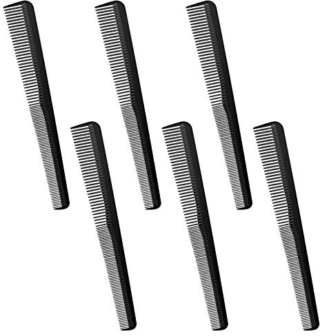 Boao 6 Pieces Tapered Comb Carbon Fiber Salon Hairdressing Fine and Wide Tooth Comb Heat Resistant Tapering Barber Stylist Cutting for Men Women(Black)