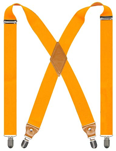 Doloise Adjustable Elastic X Back Style Suspenders for Men's and Women's With Strong Metal Clips (Yellow)