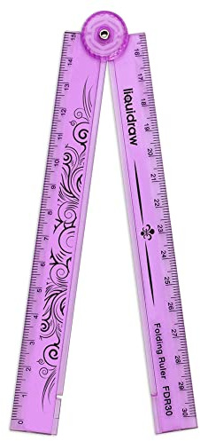 Liquidraw 30 cm Zoll-Lineal – Rosa | bruchsicher und ideal für Schule oder Arbeit Schreibwaren | lässt sich auf 15 cm zusammenklappen, um in Federmäppchen zu passen, Millimeter- und