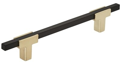 Amerock | Cabinet Pull | Brushed Gold/Matte Black | 5-1/16 inch (128 mm) Center to Center | Urbanite | 1 Pack | Drawer Pull | Drawer Handle | Cabinet Hardware