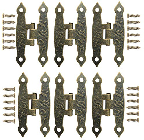 Dtoterul 20 Pièces Charnières en Métal Bronze Rétro pour Placard, Armoires avec Vis - Style Pliantes Décorative pour Petite Boîte, Caisse, Meuble, Porte