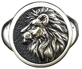 PikaLF Bague tête de lion pour homme bague lion viking norrois bague avec sceau lion hip hop anneaux fendus vintage bague totem lion bague amulette lion punk, non, Aucune pierre précieuse