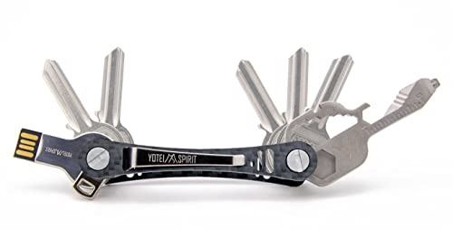 Yotei Spirit® Organizador de Llaves de Bolsillo Compacto – Llavero Inteligente con USB y Llave Multi-Herramienta (Fibra de Carbono)