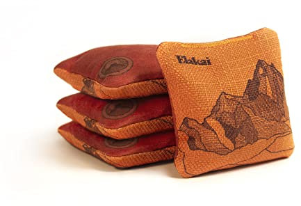 Elakai Cornhole Bags Allwetter-Taschen, doppelseitig, glatt und haftend, Reisegröße und Gewicht, 4er-Set, Orange Horizon 10,2 x 10,2 cm