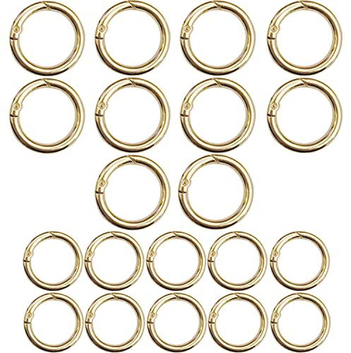 20 Stück runde Feder Karabiner Ringe für Taschen Ring Karabiner Federschnalle für Schlüsselanhänger Handtasche Schmuck Dekoration Handwerk Zubehör (Gold)