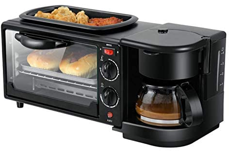 fikujap Mini-toaster 3 in 1 electric breakfast machine Multifunks coffee machine frying pan Mini oven household bread