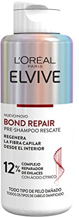 L'Oréal Paris Elvive Bond Repair Pre-Champú Rescate Rutina de Reconstrucción Profunda, Tratamiento para Reparar el Cabello Dañado, 98 por ciento Menos Rotura, Multicolor