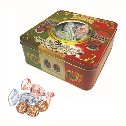 Chiostro di Saronno® | Amaretti del Chiostro® | Amaretti Croccanti Classici - 150 Gr | Scatole di Pasticceria | Confezione Amaretti Latta Metallo Repubblica