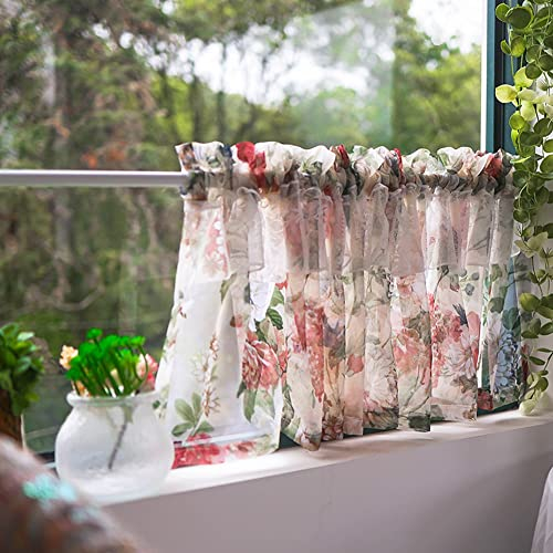 XFAK Voile Scheibengardine Landhaus Bistrogardine Kurzgardine Küchengardine Mit Spitze Rüschen, Schlafzimmer Fenstervorhang, Länge: 60cm (Size : WxH/150x60CM)