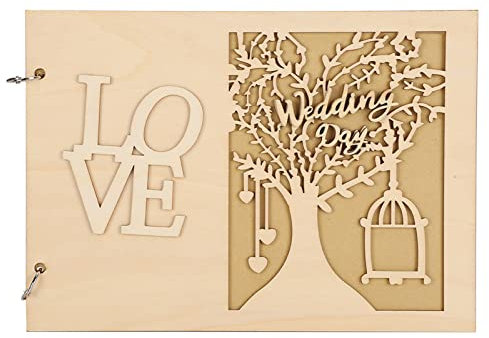 MINGZHE Hochzeitsalbum aus Holz, Gästebuch für Foto, Notizbuch für Jubiläumszeremonie, Verlobung, Rustikaler Vintage-Bildbehälter für(Stil 2 (Lieferantenspezifikation: JM01461))