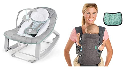 Ingenuity Keep Cozy 3-in-1 Grow with Me Vibrating Baby Bouncer Seat & Infant to Toddler Rocker - Weaver, Newborn and up & Infantino Flip Advanced 4-in-1 Carrier