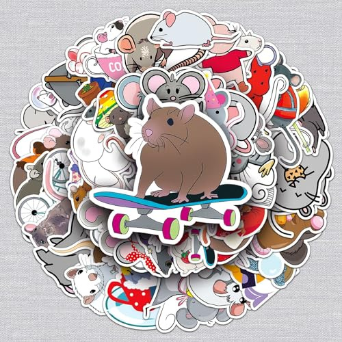 50 Pcs Rat Stickers for Kids Teens Adults Boys Girls Gift,Stickers Pack for Laptop,Skateboard,Luggage,Car,Bike, Cup,Computer,Water Bottle Decor,Rat Vinyl Waterproof Sticker Decals
