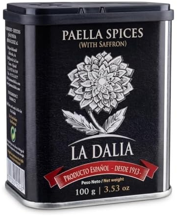 LalolaGourmet® - Premium Paella Spice Mix with Saffron & Smoked Paprika 100g – Authentic Spanish Seasoning for Paella, Rice, Stews & Soups – Lid With Dispenser