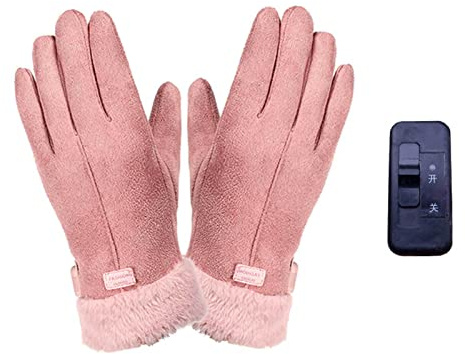 Guantes calentados USB para mujer, guantes calentados para damas, guantes de calefacción con carga, guantes calentados por USB, guantes de calefacción con batería eléctrica recargable en color rosa