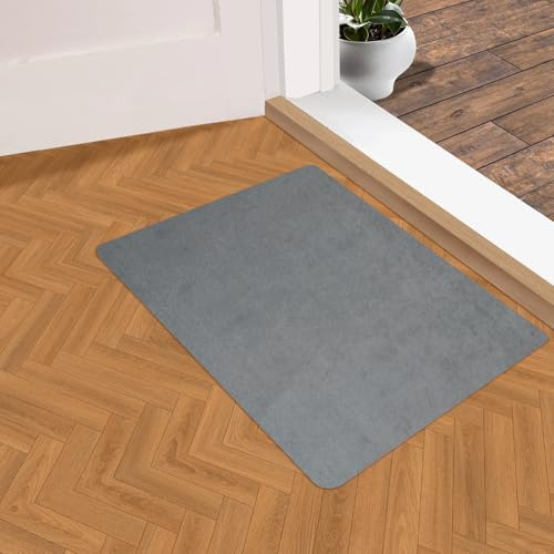 YOFTLUJU Indoor Super Thin 40 x 60 cm Door Mat, Non-Slip Absorbent Dirt-Repellent Entrance Mat, Washable Doormat for Front Door, Flat Inner Floor Mat (Light Grey)