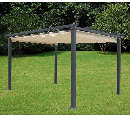 Domo Mea Pergola 3x3m in Alluminio Antracite con Tetto Scorrevole in Poliestere
