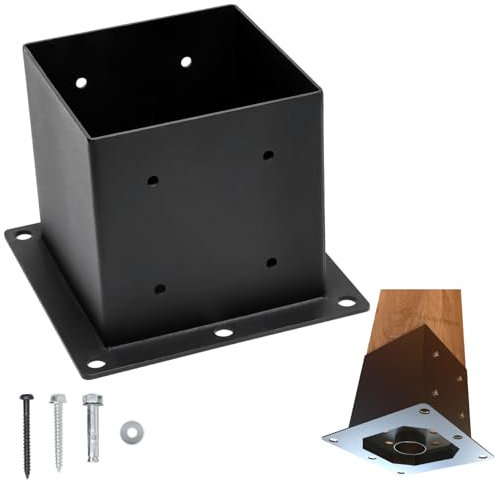 vikofan Nominal 6x6 Post Base, Heavy Duty Elevated 6x6 Post Bracket Black Pergola Brackets Anchors for 5.5x5.5 Posts - Deck, Patio, Porch, Fence, Carport (4-Pack)