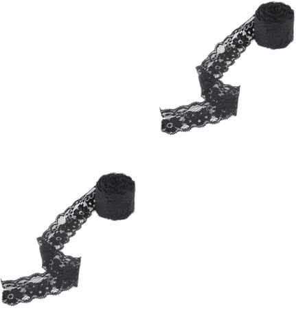 SEWACC 2stücke Spitzenband Mit Blumenmuster Breit Yards Dehnbar Für Nähen Basteln Dekoration Von Kleidern Accessoires Schwarz