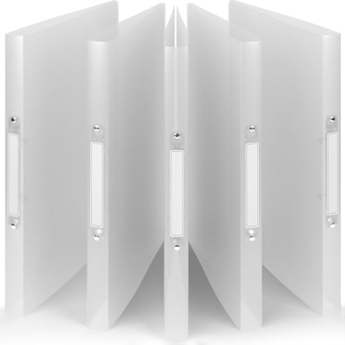ACROPAQ - 5 x Ringbuch A4 - Mit 2 Ringen, Mit Rückenetiketten, Rückenbreite 2,5 cm, Luft, Natur Farbkollektion - Ringhefter, Ringordner, Ordner A4 Schmal, Ringmappe A4, Schulordner