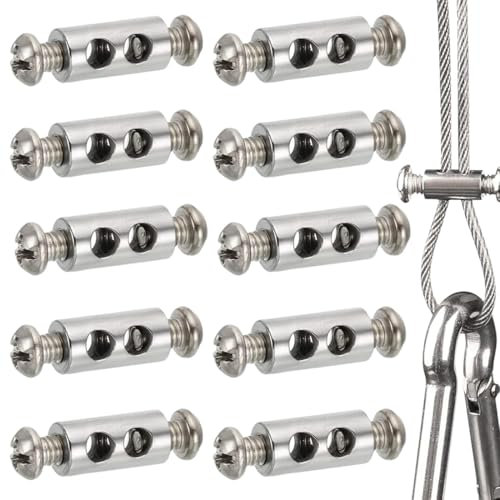 Abrazaderas de Cable con tapa de extremo de tornillo, abrazaderas de Cable y alambre de 1-2mm de diámetro, abrazaderas de Cable y alambre de acero de doble extremo, 10 Uds sujeta cables cable acero