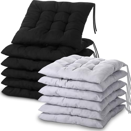 Geetery 12 Pcs Floor Pillows Bulk Seating Cushions for Floor Chair 15.7'' Large Meditation Cushion for Yoga Living Room Tatami Bedroom Balcony Office (Black Grey,Square)