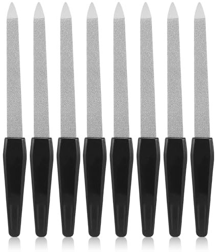 8 limas de uñas con mango de plástico, limas de uñas de doble cara, para uñas naturales, uñas de las manos y de los pies