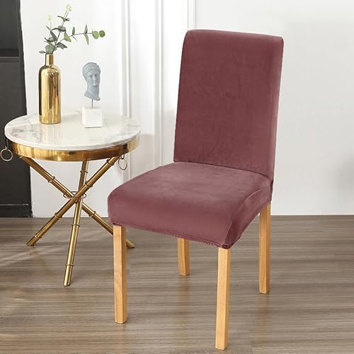 Hixingo Stuhlhussen 1 2 4 6er Set,Plüsch Uni-Farben Stretch Stuhlhussen Schwingstühle Waschbar Stuhlbezug,Esszimmerstühle Stuhlbezüge für Küche,Restaurant,Bankett,Party Schutz (6er Set,Dunkelrosa)