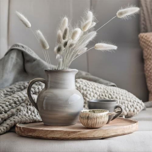 artissimo Glasbild 30x30 cm modernes Stillleben hell beige AG5619A – Bild aus Glas, minimalistisches Wandbild mit Vase & Trockenblumen, Wanddeko quadratisch