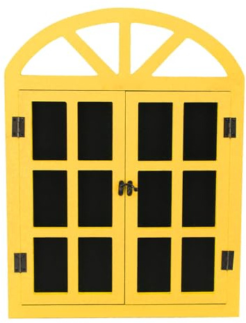 HOHXFYP Vintage Gerahmte Küchenkreidetafel, Nachrichtentafel mitGefälschtem Fensterdesign, Kreidetafel für Die Wand, Dekorative Kreidetafel für Die Ladenwand zu Hause