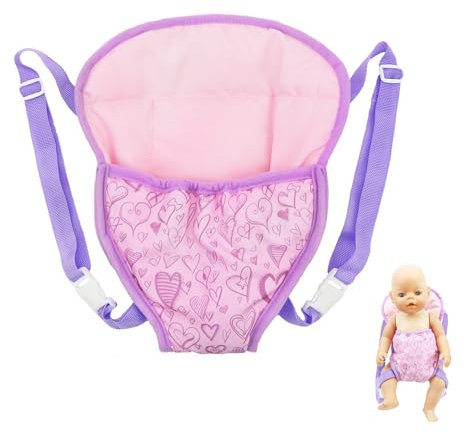 DHWEKU Babypuppentrage,Rückentrage mit verstellbaren Trägern für Babys, Tragepuppenzubehör für Kinder, Puppezubehör für 14-18 Zoll Puppengurt, Kuscheltiertrage für kleine Mädchen,rosa-violett