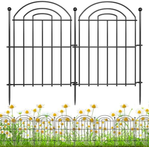 Decorative Garden Fence, 17in(H) x10.8ft Rustproof Metal No Dig Fence Animal Barrier Fence for Dog Rabbit, Wire Border Panel Fencing for Yard Patio Outdoor Decor 10 Pack
