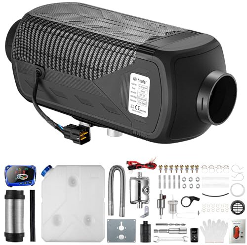 Chauffage Diesel 2KW/5KW/8KW 12V-24V Chauffage à Air Diesel Portable avec Silencieux, Télécommande, Moniteur LCD, Chauffage Rapide Dégivrage Désembuage pour Camping-Cars, Camion, RV, Bateau, Garage