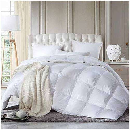 Duck or Goose Down Feather Duvet Quilt Luxury Comforter Deluxe, Super Soft, 3D Baffle Boxes design, Anti Allergy, Double Stiched piping, Best Hotel Quality (Single 15 Tog, Duck Down Feather)