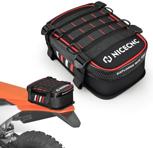 NICECNC Rouge imperméable Sac Fender arrière de vélo de saleté, Organisateur d'outils de Motocross Universel avec Bande réfléchissante pour L'Aventure Hors Route et l'équitation Enduro