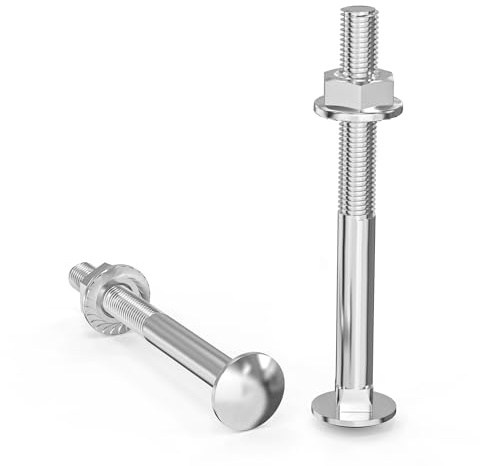 Wavanta M6 Coach Bolts, M6 x 60mm Carriage Bolts with Flange Hexagon Nuts, Zinc Plated, Carbon Steel, Coach Screws, Pack of 20