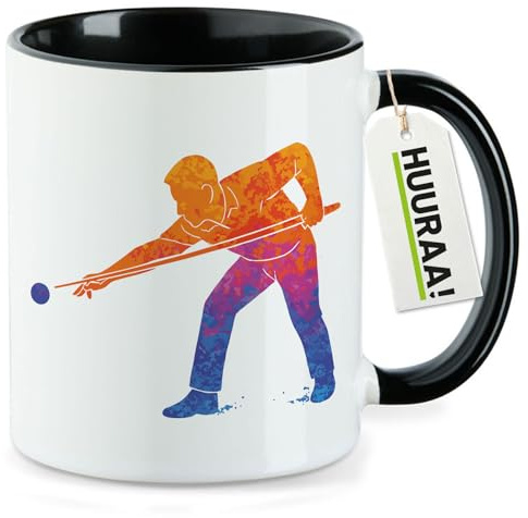 Huuraa Kaffeetasse Billard Snooker Geschenk | Motivtasse 330ml Schwarz Keramik Tasse mit Spruch Kaffeebecher Geschenkidee Becher mit Motiv