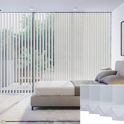 Komplettset Vertikaljalousie,Weiß 98mm Lichtfilter Lamellenvorhang,Schiebevorhang für Fenster,60% Verdunkelung,Sichtschutz,für Terrassentüren Wohnzimmer,Anpassbare,Breite x Höhe (130cm x 210cm)
