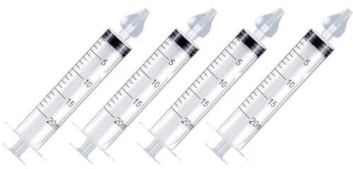20ML Baby Nasendusche Wiederverwendbare Nasenreiniger Nasenwaschreiniger mit Weicher Silikonspitze Nasenspülung Kinder Nasensauger Nasenreinigung Sicherer und Komfortabel (L, stück, 4)