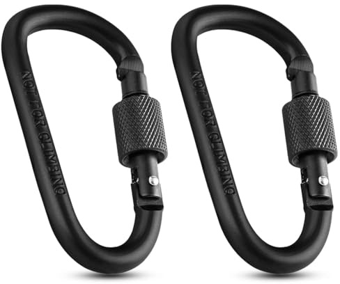 2 PCS Locking Carabiner Clip, Aluminum Alloy D Shape Keychain Hook, Key Chain Carabiner Clip Hook for Camping Hiking Fishing Backpack Accessories