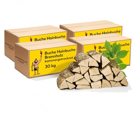 Neandertaler Feuer Brennholz Feuerholz Buche - Grillholz 25 cm 120 kg Holz für Feuerschale Grill Pizzaofen Smoker Lagerfeuer | Räucherholz Hartholz Woodfire Dekoholz Laubholz
