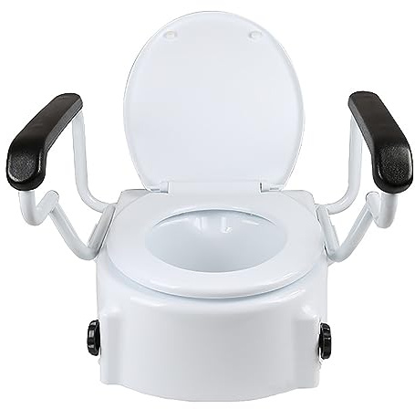 Toilettensitzerhöhung mit Griffen, höhenverstellbar, erhöhter Toilettensitz für Unterstützung, kompatibel mit Standard-WC