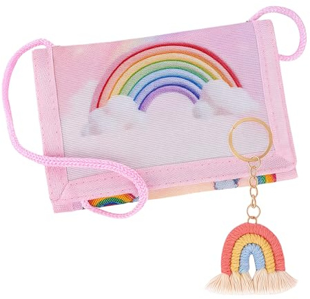 anyts Brustbeutel Kinder mit Schlüsselanhänger, Regenbogen Geldbeutel Kinder Portemonnaie Mädchen, Geschenk für Jungen & Mädchen
