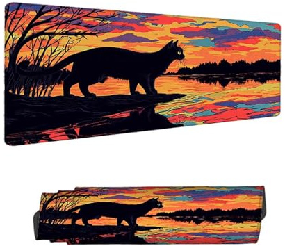 Mouse Mat Sunset Gaming Mouse Pad 1200 x 600 MM XXL Extended Desk Mat, Keyboard Mousepad Cat, Water-Resistant Surface and Non-Slip Base Mousemat, for Gaming Office Desk Accessories for Men H-12842