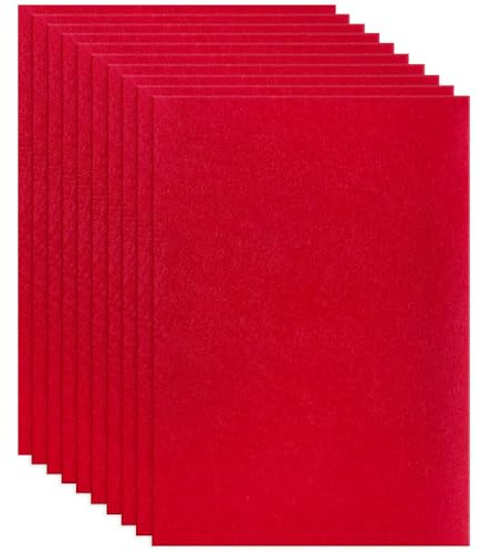 10 Stück Bastelfilz Rot, Filzstoff A4 20x30cm, 1 mm Filz Blätter zum Basteln, Große Vliesstoff Stoff Filzplatten, Polyester Felt Fabric für DIY Handwerk, Nähen, Bastelprojekte, Dekoration