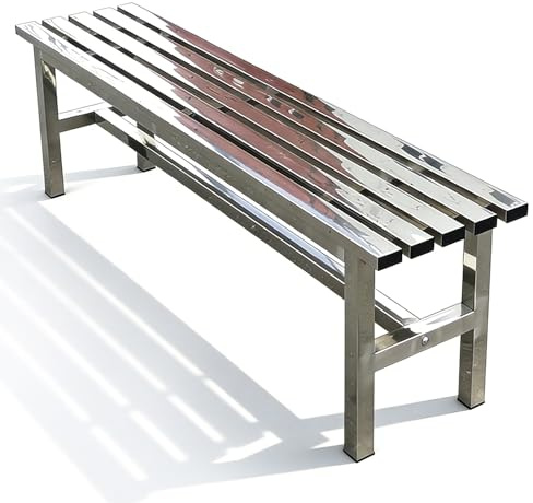 Banco Jardin Exterior de Acero Inoxidable 304 Banco Exterior sin Respaldo Robusto Asiento Parque 2 Plazas para Patios, Vestuarios y Balcón, Carga 300kg(39.37/100cm)
