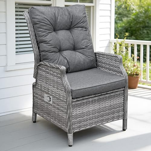 COMLAX FIELD Rattan Gartensessel mit Verstellbarer Rückenlehne Wetterfest