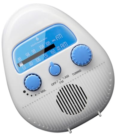 Healeved Kompaktes Badezimmerradio mit Am/fm Empfang und Abs Material Praktisches Design für Dusche und Unterwegs Weißes Kleiner Radio fürs Badezimmer