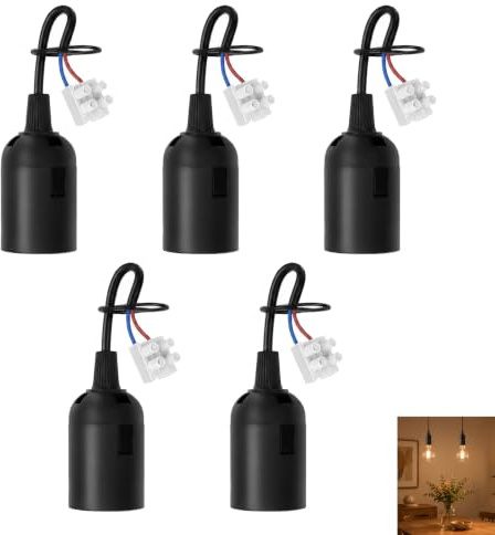 5 st E27-uttag, E27 lamphållare med kabel och terminal för halogen- och lågförbrukande LED-lampor lamphållare med spänningstestkabel glödlampsbas för installation